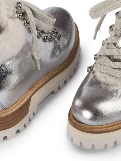 Le Silla St. Moritz 40m Leather Ankle Boots In Silver