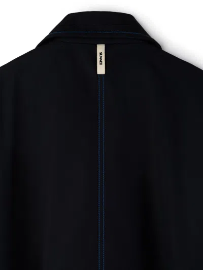 Sunnei Contrast Stitching Coat In Blue