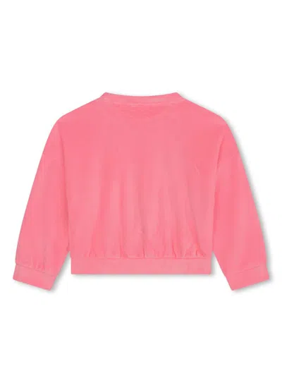 Billieblush Sequin-embellished Velvet Sweatshirt In Pink