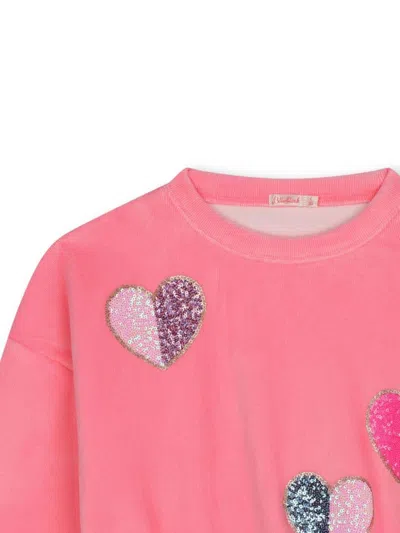 Billieblush Sequin-embellished Velvet Sweatshirt In Pink