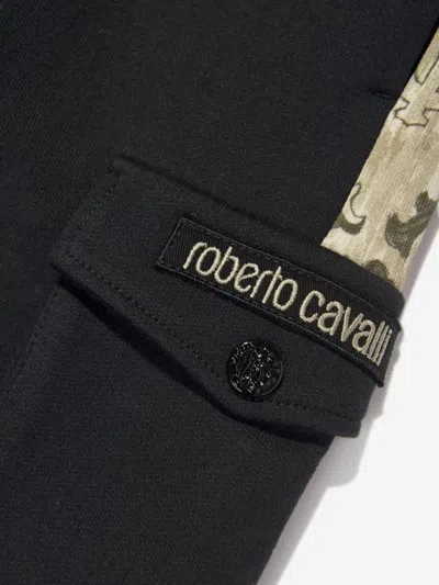 Roberto Cavalli Side-stripe Cargo Track Pants In Black