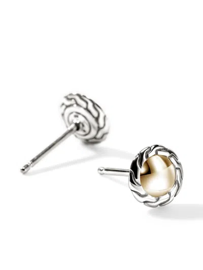 John Hardy 14kt Yellow Gold Essential Stud Earrings In Silver