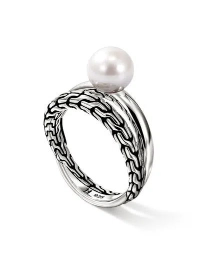 John Hardy Essential Pearl Stackable Ring In Silver