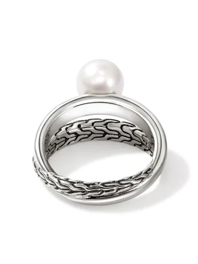 John Hardy Essential Pearl Stackable Ring In Silver