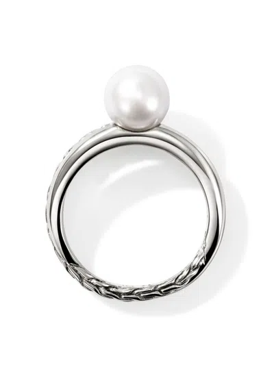 John Hardy Essential Pearl Stackable Ring In Silver