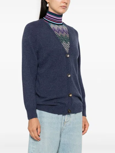 Shop Etro Cashmere Cardigan In Blue