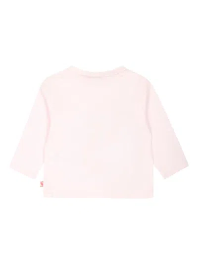 Billieblush Floral-appliqué Long-sleeve T-shirt In Pink
