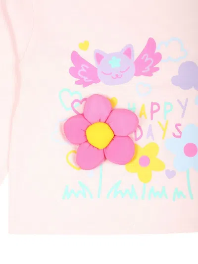 Billieblush Floral-appliqué Long-sleeve T-shirt In Pink