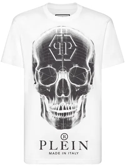 Philipp Plein Graphic Skull Print Cotton T-shirt With Iconic Design And Luxurious Feel In White