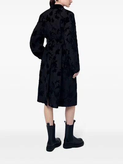 Ports 1961 Floral-print Trench Coat In Black