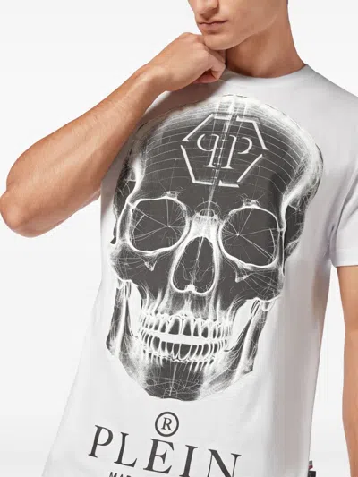 Philipp Plein Graphic Skull Print Cotton T-shirt With Iconic Design And Luxurious Feel In White