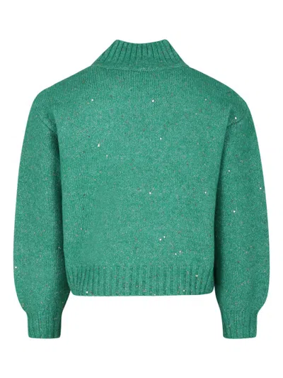 Billieblush Green Turtleneck For Girl With Writing In Green