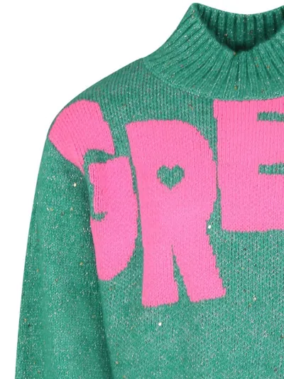 Billieblush Green Turtleneck For Girl With Writing In Green