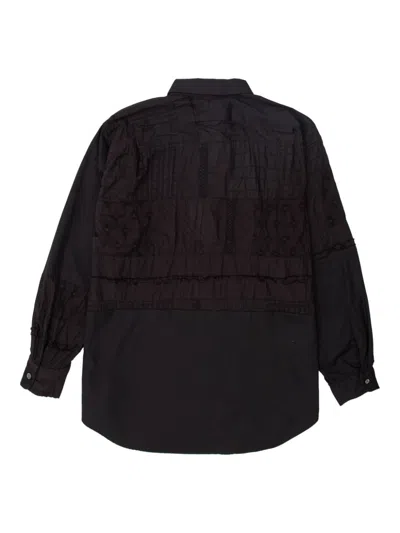Engineered Garments Patchwork Short-collar Shirt In Black