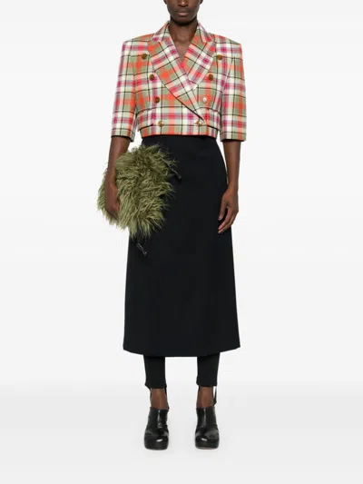 Vivienne Westwood Cut Off Jacket Wool Tartan 46 Women In Green