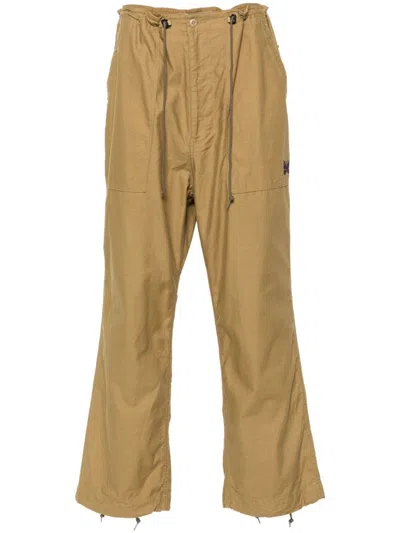 Shop Needles Logo-embroidered Trousers In Brown