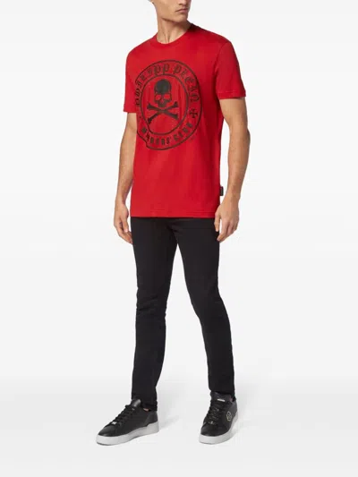 Philipp Plein Ss Skull&bones T-shirt In Red