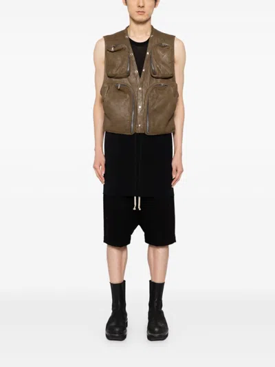 Rick Owens Button-up Cargo Military Jacket In 35 Bean