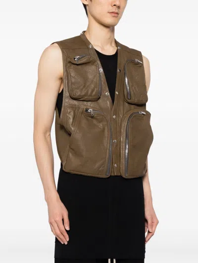Rick Owens Button-up Cargo Military Jacket In 35 Bean
