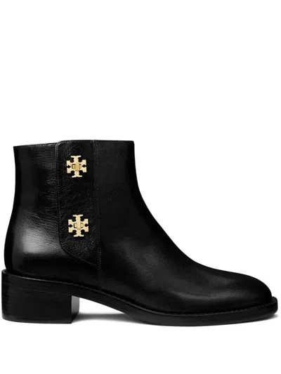 Tory Burch T-lock Leather Ankle Boots In Black