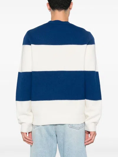 Shop Apc Striped Sweater In Blue