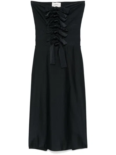Coperni Knot Gala Midi Black Dress With Adjustable Knots In Stretch Jersey Woman In Black