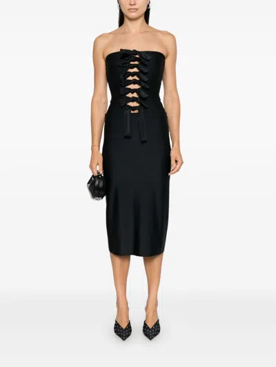 Coperni Knot Gala Midi Black Dress With Adjustable Knots In Stretch Jersey Woman In Black
