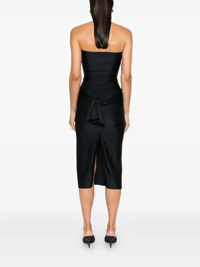 Coperni Knot Gala Midi Black Dress With Adjustable Knots In Stretch Jersey Woman In Black