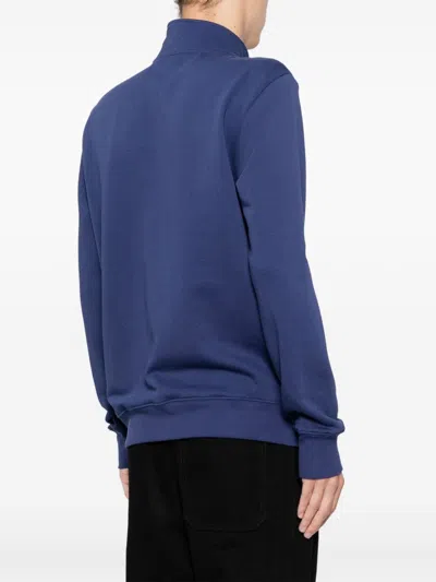 Ps By Paul Smith Zebra Logo Half Zip Knit Sweater In Blue