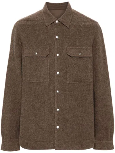 Rick Owens Drkshdw Shirt With Iconic Logoed Ribbon In Brown
