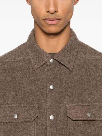 Rick Owens Drkshdw Shirt With Iconic Logoed Ribbon In Brown