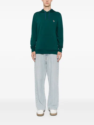 Ps By Paul Smith Zebra Logo Organic Cotton Hoodie In Green