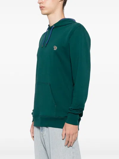 Ps By Paul Smith Zebra Logo Organic Cotton Hoodie In Green