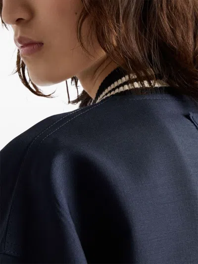 Prada Kid Mohair Bomber Jacket With Patches In Blue