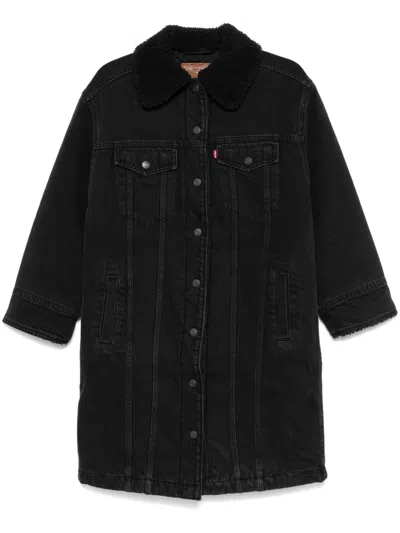 Levi's Longline Padded Trucker In Black