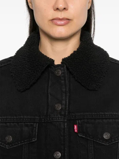 Levi's Longline Padded Trucker In Black