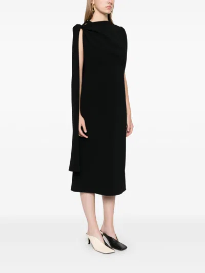 Proenza Schouler Maude Asymmetric Crepe Midi Dress In Black
