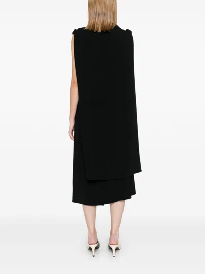 Proenza Schouler Maude Asymmetric Crepe Midi Dress In Black