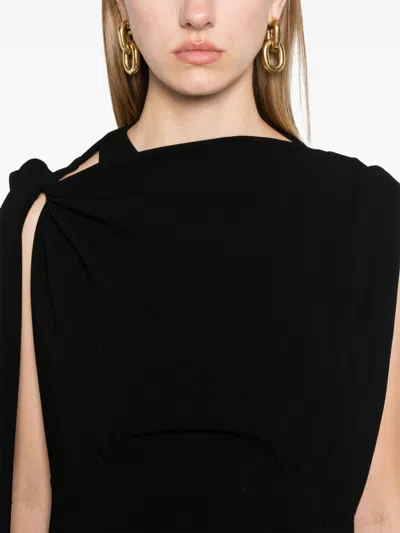 Proenza Schouler Maude Asymmetric Crepe Midi Dress In Black