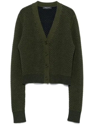 Fabiana Filippi Bicolor Mesh Cardigan In Green