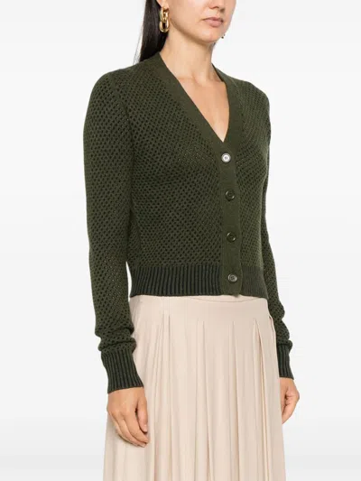 Fabiana Filippi Bicolor Mesh Cardigan In Green