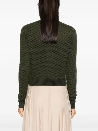 Fabiana Filippi Bicolor Mesh Cardigan In Green