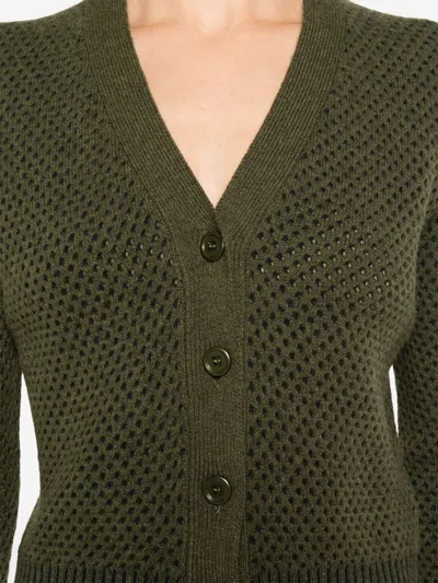 Fabiana Filippi Bicolor Mesh Cardigan In Green