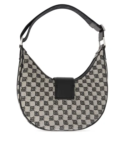 Shop Misbhv Checkered Logo-appliqué Shoulder Bag In Neutrals