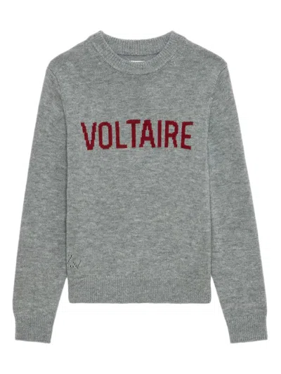Zadig & Voltaire Grey Sweater For Kids With Logo In Grey