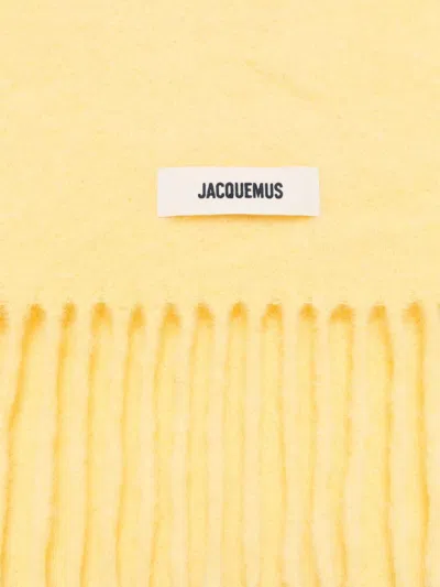 Jacquemus Womens L'echarpe Carro Fringed Wool-blend Scarf Yellow In Yellow