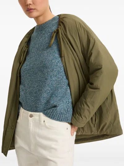 Yves Salomon Drawstring-neck Down Jacket In Green
