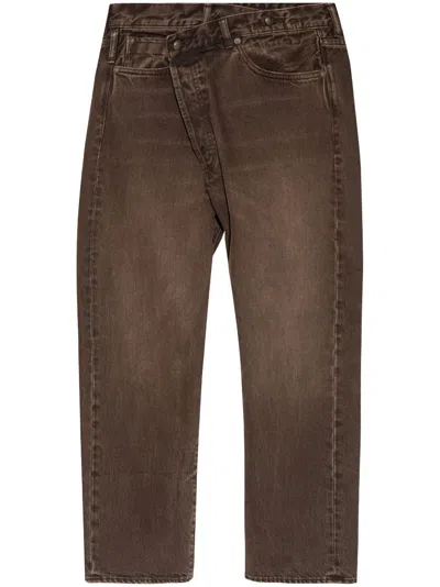 R13 Off-centre Boyfriend Jeans In Brown