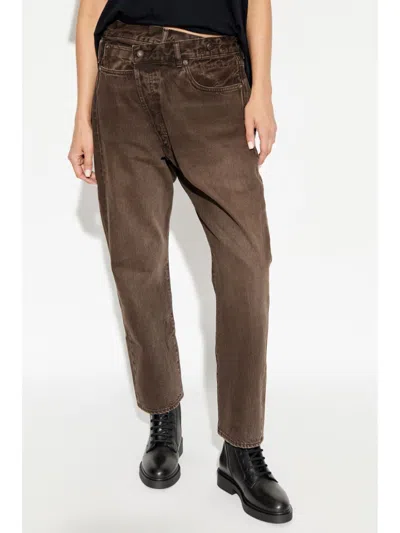 R13 Off-centre Boyfriend Jeans In Brown
