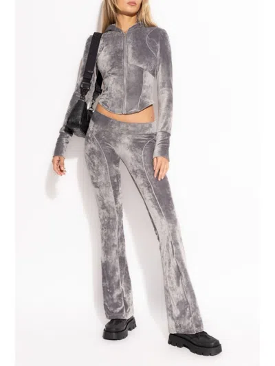 Misbhv Rhinestone-logo Cropped Hoodie In Grey